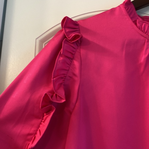 JCrew Silk Hot Pink Ruffle Top - Picture 3 of 5